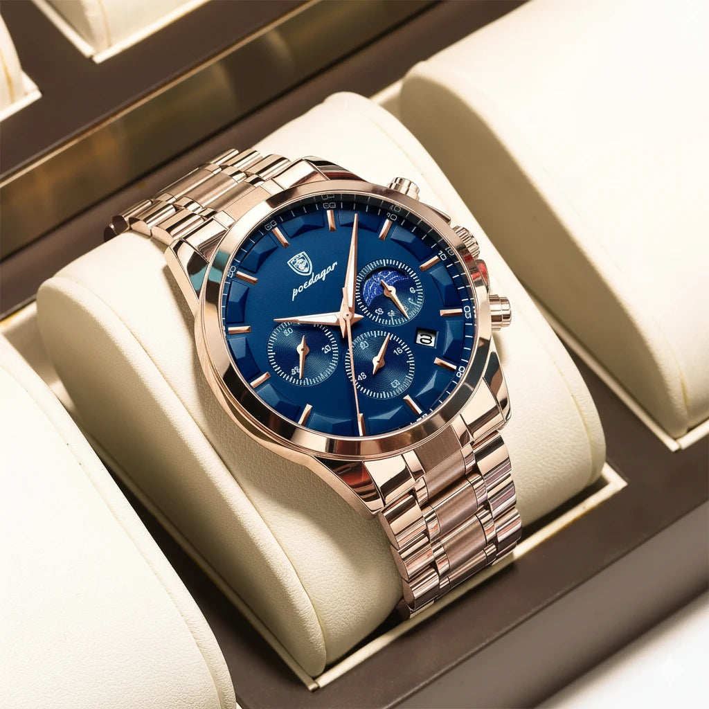 Men's Luxury Sport Chronograph Watch – Stainless Steel & Waterproof