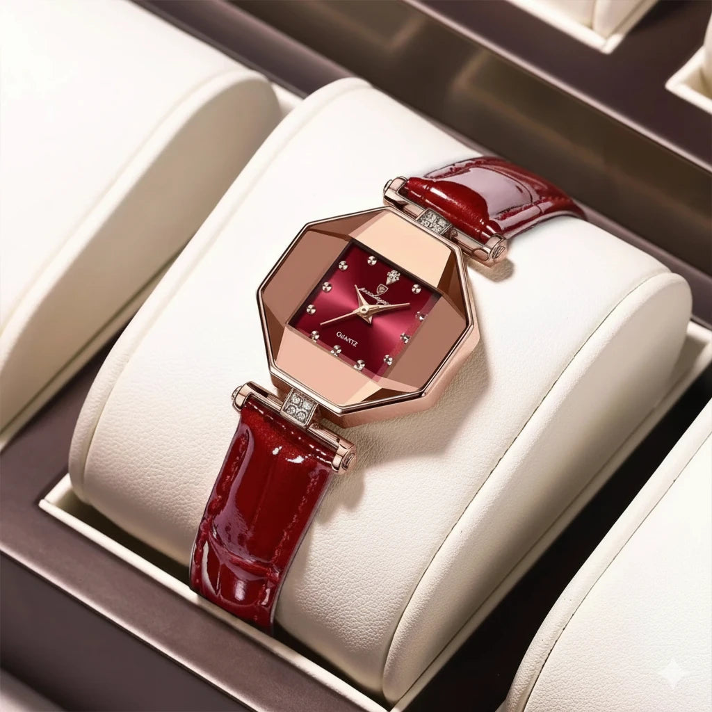 Ladies' Luxury Dress Watch | Genuine Leather Strap & Waterproof