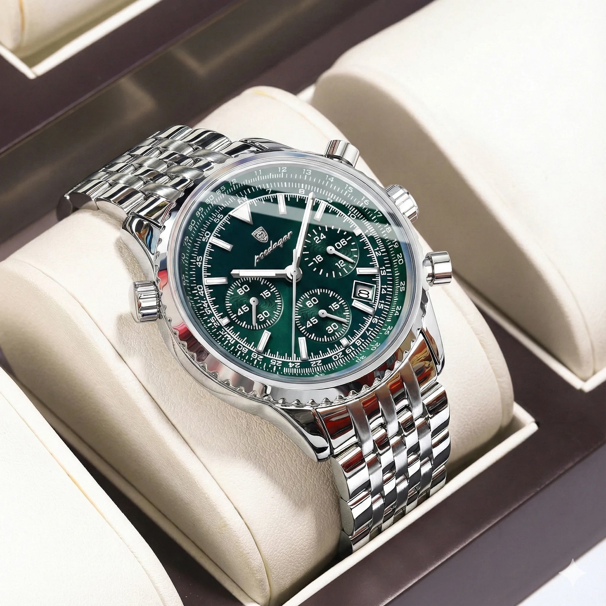 Men's Luxury Stainless Steel Chronograph Watch – Waterproof with Date